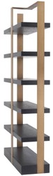 Casa Padrino armoire étagère de luxe gris anthracite / laiton 120,5 x 40 x H. 230 cm - Armoire en placage de chêne avec cadre en acier inoxydable - Armoire à livres - Mobilier de Salon de Luxe