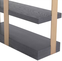 Casa Padrino armoire étagère de luxe gris anthracite / laiton 120,5 x 40 x H. 230 cm - Armoire en placage de chêne avec cadre en acier inoxydable - Armoire à livres - Mobilier de Salon de Luxe