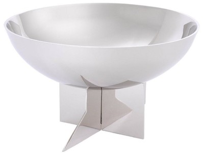 Casa Padrino Designer Edelstahl Schüssel Silber Ø 25 x H. 15 cm - Edle Deko Obstschale - Hotel & Restaurant Accessoires