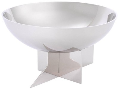 Casa Padrino Designer Edelstahl Schüssel Silber Ø 25 x H. 15 cm - Edle Deko Obstschale - Hotel & Restaurant Accessoires