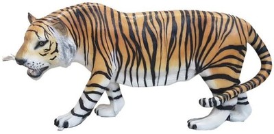 Casa Padrino figurine décorative tigre orange / blanc / noir 175 x H. 86 cm - Sculpture décorative grandeur nature résistant aux intempéries - Accessoires de décoration de jardin