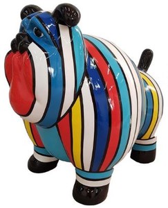 Casa Padrino figurine décorative design vieux chien multicolore rayé 75 x H. 63 cm - Sculpture décorative résistante aux intempéries - Décoration Salon - Décoration Jardin - Décoration di Design 