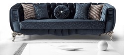 Barock Wohnzimmer Set Barock Sofa Barock Sessel Barock Couchtisch Blau Silber Baroque Living Room Set Baroque Sofas Baroque Armchairs Baroque Coffee Table Blue Silver