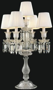Casa Padrino lampe de table de luxe baroque en verre cristal argent / blanc Ø 46 x H. 56 cm - Accessoires de décoration pour hôtels et restaurants - Noble & Magnificent