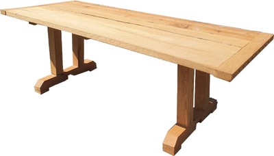 Casa Padrino table à manger en bois massif naturel 228 x 96 x H. 77 cm - Table de cuisine rustique en chêne massif - Meubles de salle à manger