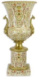 Barock Porzellan Bronze Vase Barockstil Blumenvase mit Sockel Baroque Porcelain Bronze Vase Baroque Style Flower Vase with Base