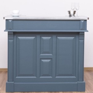 Casa Padrino country style counter blue / silver 120 x 65 x H. 107 cm - Solid wood counter table with galvanized table top - Bar furniture in country style