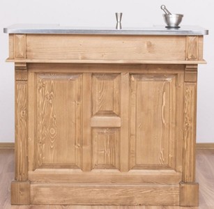 Casa Padrino country style counter natural / silver 120 x 65 x H. 107 cm - Solid wood counter table with galvanized table top - Bar furniture in country style