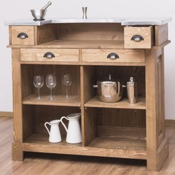 Landhausstil Theke Naturfarben Silber Massivholz Theke Landhausstil Massivholz Thekentisch Country Style Counter Natural Silver Solid Wood Counter Country Style Solid Wood Counter Table