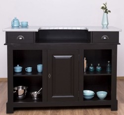Landhausstil Theke Schwarz Silber Massivholz Theke Landhausstil Massivholz Thekentisch Country Style Counter Black Silver Solid Wood Counter Country Style Solid Wood Counter Table