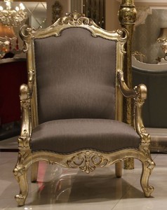 Barock Wohnzimmer Sessel Antik Stil Sessel Grau Gold Baroque Living Room Armchair Antique Style Armchair Gray Gold