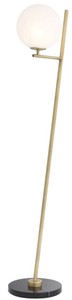 Casa Padrino luxury floor lamp antique brass / black / white 39 x 30 x H. 159 cm - Modern metal floor lamp with marble base and round glass lampshade - Luxury Quality

