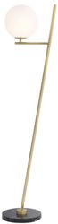 Casa Padrino luxury floor lamp antique brass / black / white 39 x 30 x H. 159 cm - Modern metal floor lamp with marble base and round glass lampshade - Luxury Quality
