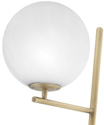 Casa Padrino luxury floor lamp antique brass / black / white 39 x 30 x H. 159 cm - Modern metal floor lamp with marble base and round glass lampshade - Luxury Quality
