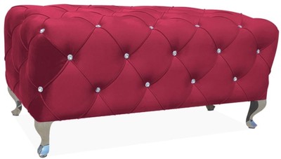Barock Sitzbank mit Glitzersteinen Bordeauxrot Silber Baroque Bench with Rhinestones Bordeaux Red Silver