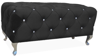 Casa Padrino Barock Sitzbank 100 x 50 x H. 46 cm - Verschiedene Farben - Gepolsterte Bank mit Glitzersteinen und Edelstahl Beinen - Barock Möbel