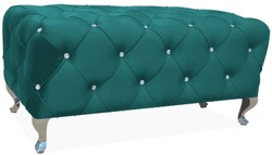 Barock Sitzbank mit Glitzersteinen Grün Silber Baroque Bench with Rhinestones Green Silver