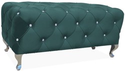 Barock Sitzbank mit Glitzersteinen Dunkelgrün Silber Baroque Bench with Rhinestones Dark Green Silver