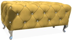 Casa Padrino Banco Barroco 100 x 50 x A. 46 cm - Diferentes Colores - Banco Acolchado con Pedrería y Patas de Acero Inoxidable - Mobiliario Barroco
