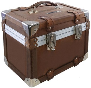 Casa Padrino borsa per il trucco di lusso marrone vintage / argento 33 x 21 x A. 28,5 cm - Borsa per il trucco in vera pelle impermeabile fatta a mano in design retrò - Qualità di Lusso