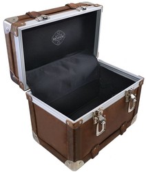 Casa Padrino luxury make-up case vintage brown / silver 33 x 21 x H. 28.5 cm - Handmade waterproof genuine leather make-up bag in retro design - Luxury Quality
