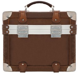 Casa Padrino luxury make-up case vintage brown / silver 33 x 21 x H. 28.5 cm - Handmade waterproof genuine leather make-up bag in retro design - Luxury Quality