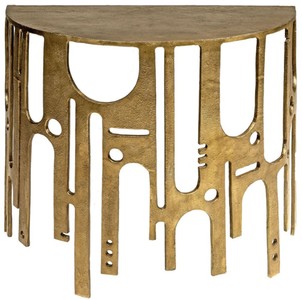 Casa Padrino consola de aluminio de diseño bronce 90 x 45 x A. 75 - Mesa de consola semicircular - Muebles de sala - Colección de Lujo