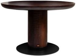 Casa Padrino table à manger de luxe en placage d'eucalyptus marron foncé Ø 120 x H. 76 cm - Table de cuisine ronde - Table de salle à manger en bois massif - Meubles de salle à manger de luxe