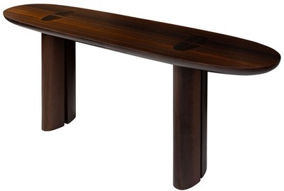 Casa Padrino Luxus Eukalyptus Furnier Konsole Dunkelbraun 180 x 45 x H. 75 cm - Massivholz Konsolentisch - Wohnzimmer Möbel - Luxus Qualität