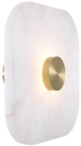 Casa Padrino lámpara de pared LED de lujo alabastro / latón brillante 35 x 14,5 x A. 35 cm - Aplique de pared regulable con pantalla cuadrada de alabastro - Colección de Lujo