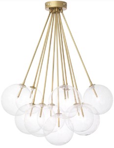 Luxus Halogen Deckenleuchte mit runden Glas Lampenschirmen Antik Messing Luxury Halogen Ceiling Lamp with Round Glass Lampshades Antique Brass