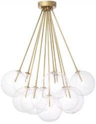 Luxus Halogen Deckenleuchte mit runden Glas Lampenschirmen Antik Messing Luxury Halogen Ceiling Lamp with Round Glass Lampshades Antique Brass