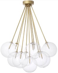Luxus Halogen Deckenleuchte mit runden Glas Lampenschirmen Antik Messing Luxury Halogen Ceiling Lamp with Round Glass Lampshades Antique Brass