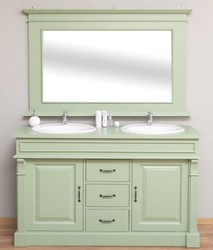 Landhausstil Badezimmer Set Landhausstil Doppelwaschtisch mit Wandspiegel Country Style Bathroom Set Country Style Double Washstand with Wall Mirror