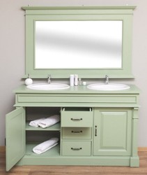 Landhausstil Badezimmer Set Landhausstil Doppelwaschtisch mit Wandspiegel Country Style Bathroom Set Country Style Double Washstand with Wall Mirror