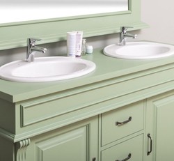 Landhausstil Badezimmer Set Landhausstil Doppelwaschtisch mit Wandspiegel Country Style Bathroom Set Country Style Double Washstand with Wall Mirror
