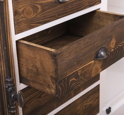 Casa Padrino aparador de estilo campestre blanco / marrón oscuro 180 x 48 x A. 93 cm - Armario de madera maciza con 2 puertas y 4 cajones - Muebles de estilo campestre