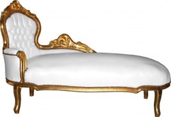 Casa Padrino Barock Chaiselongue Weiß Gold