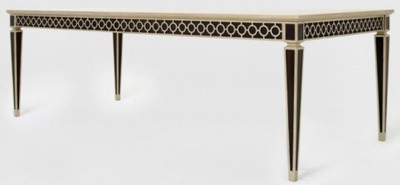 Casa Padrino table à manger baroque de luxe noir / argent 240 x 110 x H. 78 cm - Table de cuisine en bois massif - Table de salle à manger - Meubles de salle à manger de style baroque