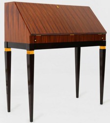Casa Padrino bureau Art Nouveau de luxe avec 9 tiroirs marron / noir / vert / or 98 x 45 x H. 106 cm - Bureau en bois massif - Mobilier de bureau baroque et art nouveau