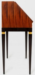 Casa Padrino bureau Art Nouveau de luxe avec 9 tiroirs marron / noir / vert / or 98 x 45 x H. 106 cm - Bureau en bois massif - Mobilier de bureau baroque et art nouveau