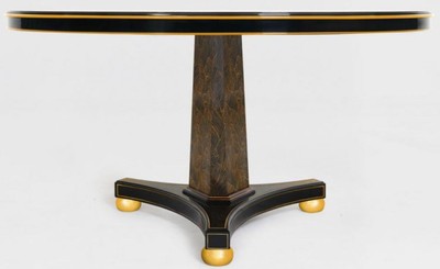 Casa Padrino Luxus Esstisch Schwarz / Bronzefarben / Gold Ø 150 x H. 78 cm - Runder Massivholz Küchentisch - Esszimmertisch - Luxus Esszimmer Möbel