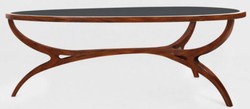 Casa Padrino Luxury Art Deco Coffee Table Brown / Black 130 x 88 x H. 46 cm - Noble Solid Wood Living Room Table with Glass Top - Living Room Furniture