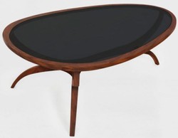Casa Padrino Luxury Art Deco Coffee Table Brown / Black 130 x 88 x H. 46 cm - Noble Solid Wood Living Room Table with Glass Top - Living Room Furniture