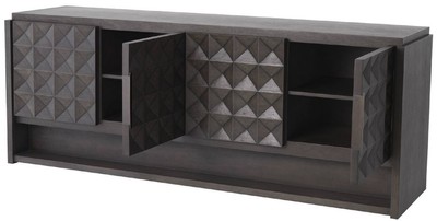 Casa Padrino Luxus Sideboard Mokkafarben / Bronze 219 x 56 x H. 83 cm - Massivholz Schrank mit 4 Türen und 3D Effekt in den Fronten - Luxus Möbel