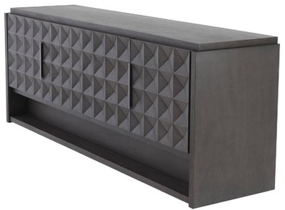 Casa Padrino Luxus Sideboard Mokkafarben / Bronze 219 x 56 x H. 83 cm - Massivholz Schrank mit 4 Türen und 3D Effekt in den Fronten - Luxus Möbel