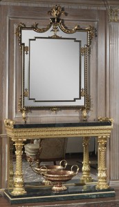 Luxus Barock Möbel Set Konsole mit Spiegel Schwarz Grün Gold Luxury Baroque Furniture Set Console with Mirror Black Green Gold
