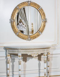 Casa Padrino specchio barocco di lusso oro / argento Ø 103 cm - Magnifico specchio da parete intagliato a mano in stile barocco - Qualità di Lusso - Fatto in Italia