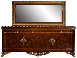Barock Sideboard mit Spiegel Barock Schrank Barock Wohnzimmerschrank Braun Bronze Gold Baroque Sideboard with Mirror Baroque Cabinet Baroque Living Room Cabinet Brown Bronze Gold