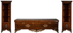 Casa Padrino ensemble de meubles baroques de luxe marron / or - Armoire TV en bois massif noble avec 2 vitrines - Mobilier de salon baroque Casa Padrino ensemble de meubles baroques de luxe marron / or - Armoire TV en bois massif noble avec 2 vitrines - Mobilier de salon baroque